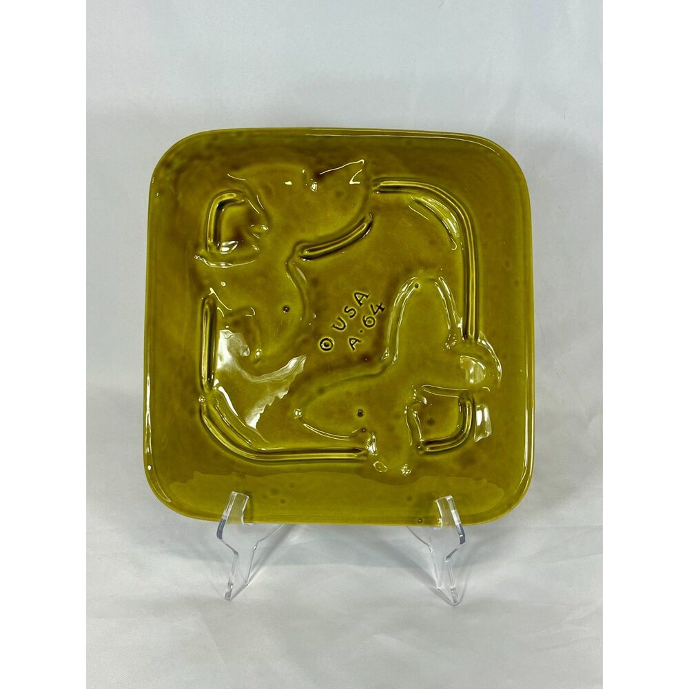 1960s MCM Butterfly USA Art Pottery Ashtray Platter Retro Mid Century Modern - Picture 5 of 8